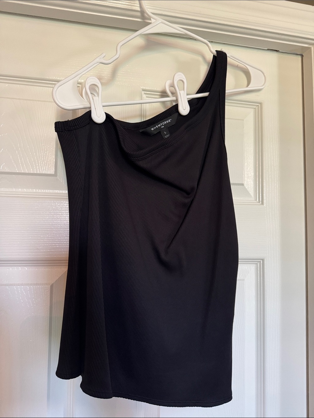 White House Black Market Black One-Shoulder Ribbed Tank